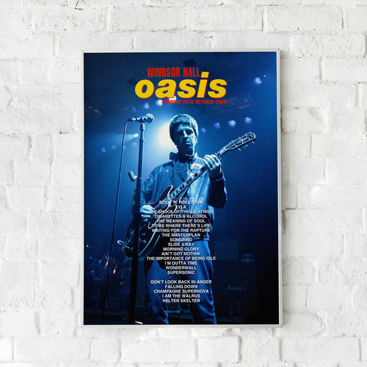 Oasis Windsor Hall 2008 Setlist Print