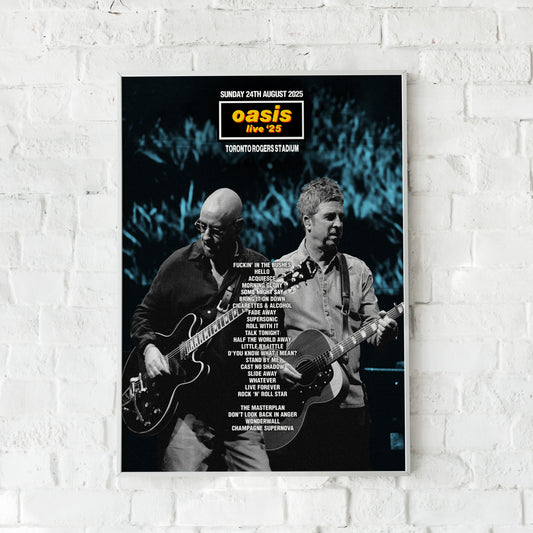 Oasis Live '25 | Sunday 24th August | Toronto Rogers Stadium Setlist Print