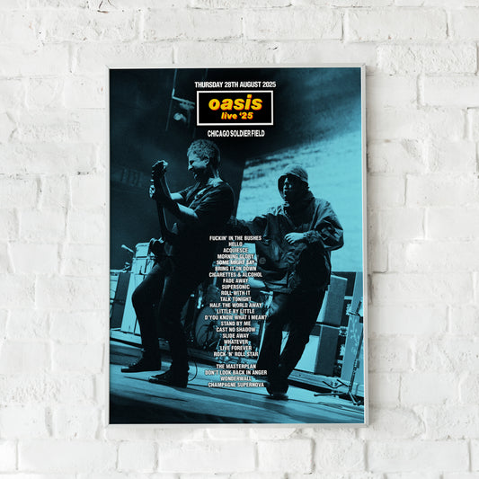 Oasis Live '25 | Thursday 28th August | Chicago Soldier Field Setlist Print