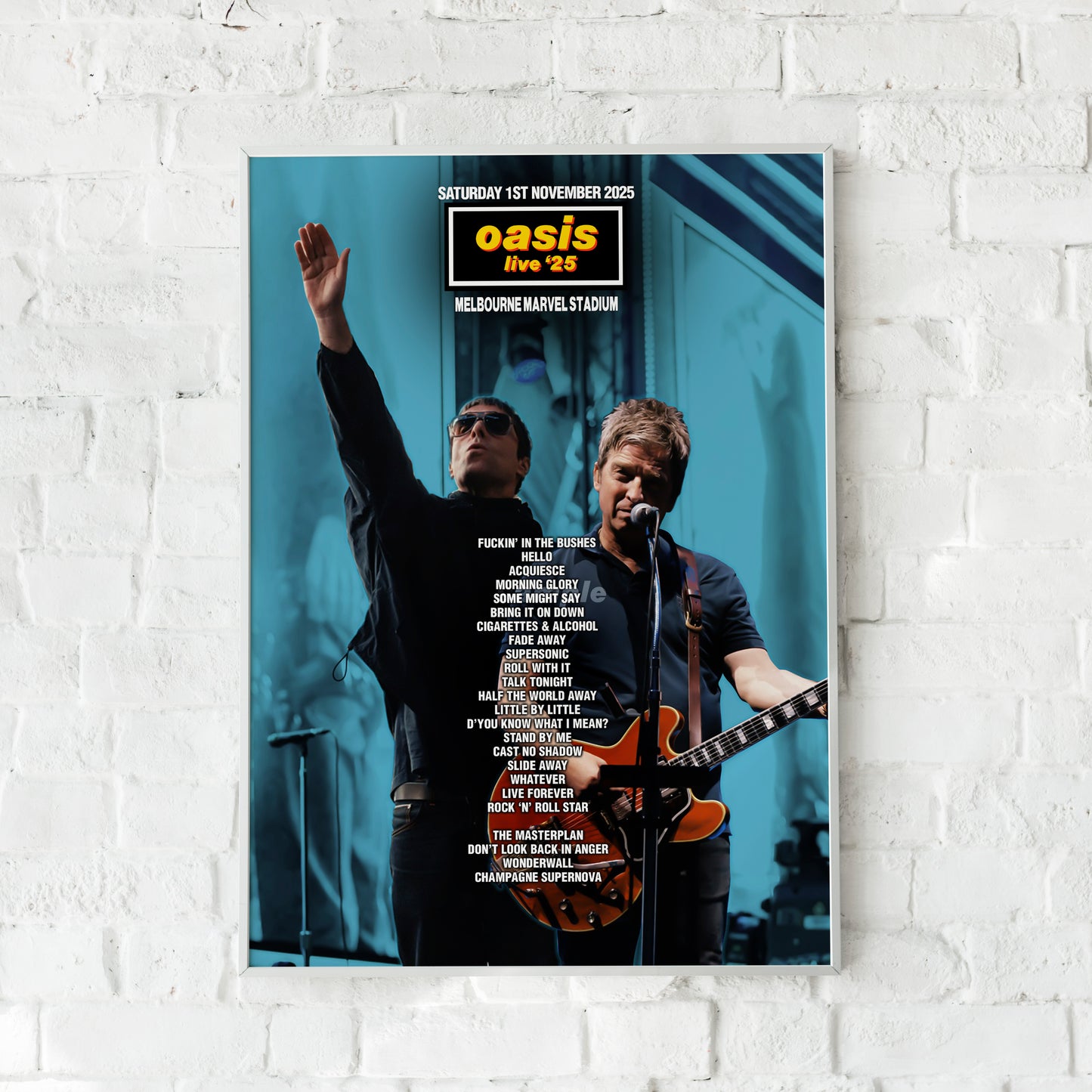 Oasis Live '25 | Saturday 1st November | Melbourne Marvel Stadium Setlist Print