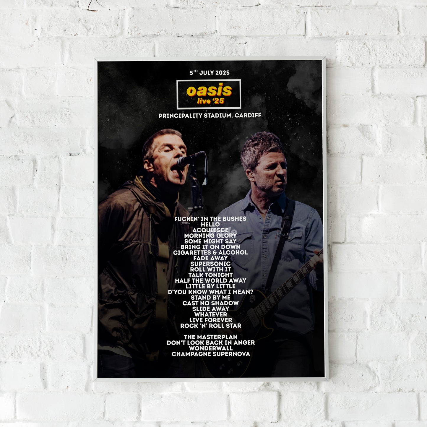 Oasis Live '25 | Saturday 5th July | Cardiff Principality Stadium Setlist Print
