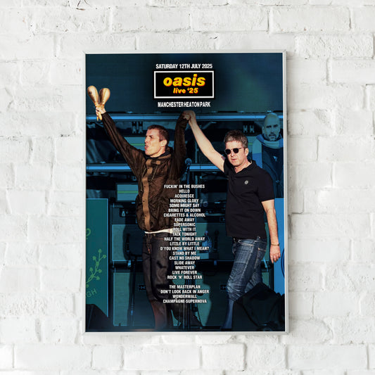 Oasis Setlist Print of Heaton Park on Saturday 12th July