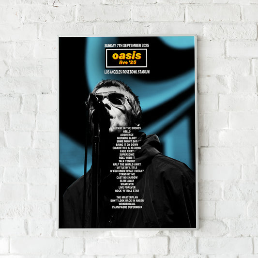 Oasis Live '25 | Sunday 7th September | Los Angeles Rose Bowl Stadium Setlist Print
