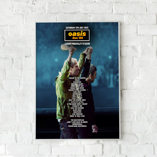 Oasis Live '25 | Saturday 5th July | Cardiff Principality Stadium Setlist Print