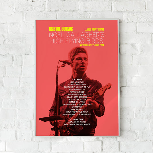 Noel Gallagher Bristol Sounds Lloyds Ampitheatre 2022 Setlist Print