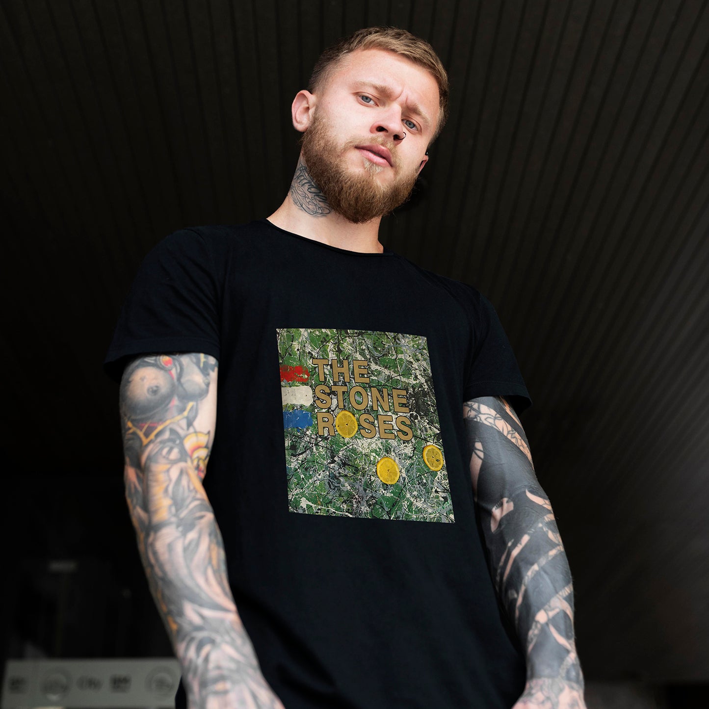 Stone Roses Debut Album Illustration Jackson Pollock Inspired John Squire Ian Brown Unisex short-sleeve T-Shirt