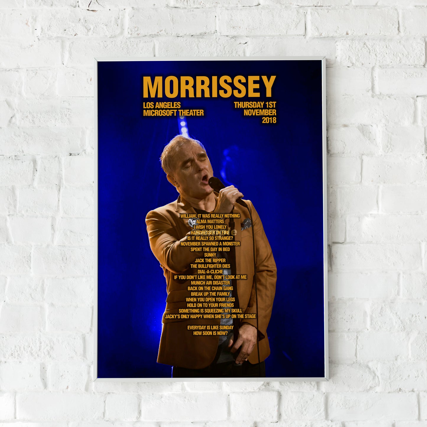 Morrissey Los Angeles Microsoft Theater Theatre Setlist Print
