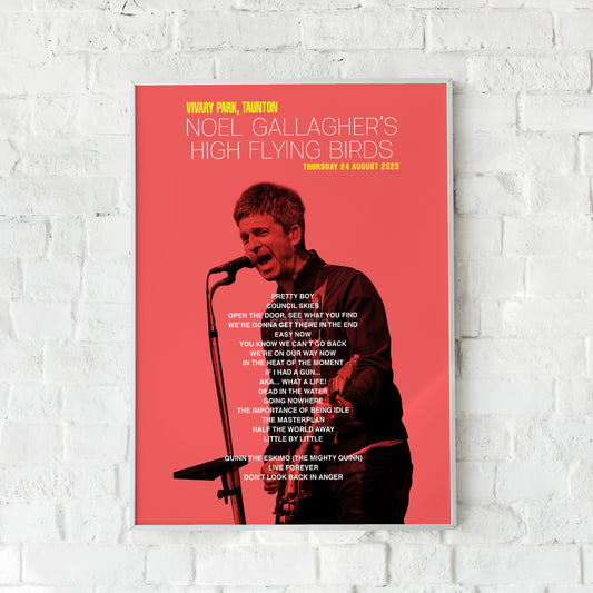 Noel Gallagher Vivary Park Taunton 2023 Setlist Print