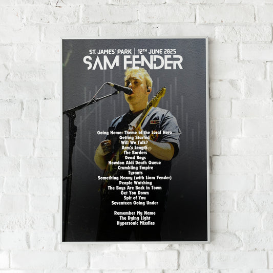 Sam Fender Newcastle St. James' Park 2025 Setlist Print