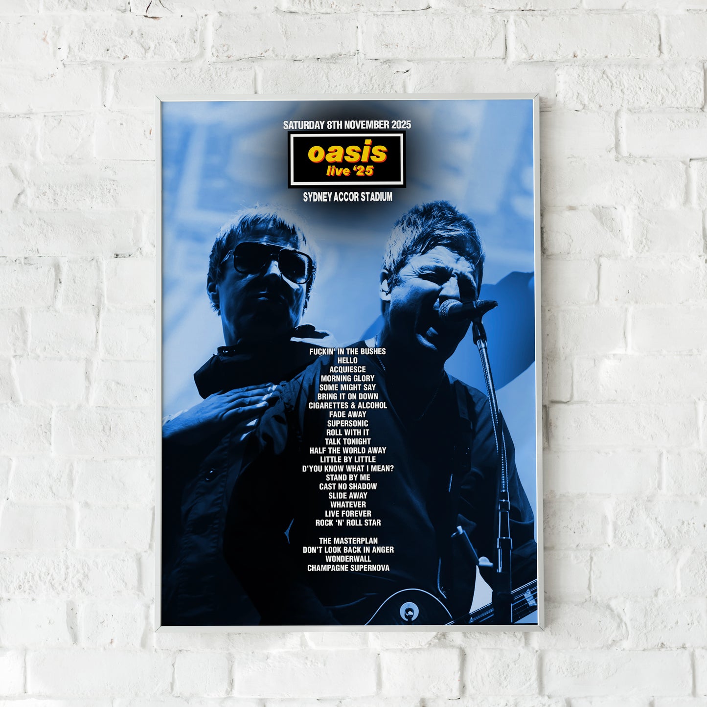 Oasis Live '25 | Saturday 8th November | Sydney Accor Stadium Setlist Print