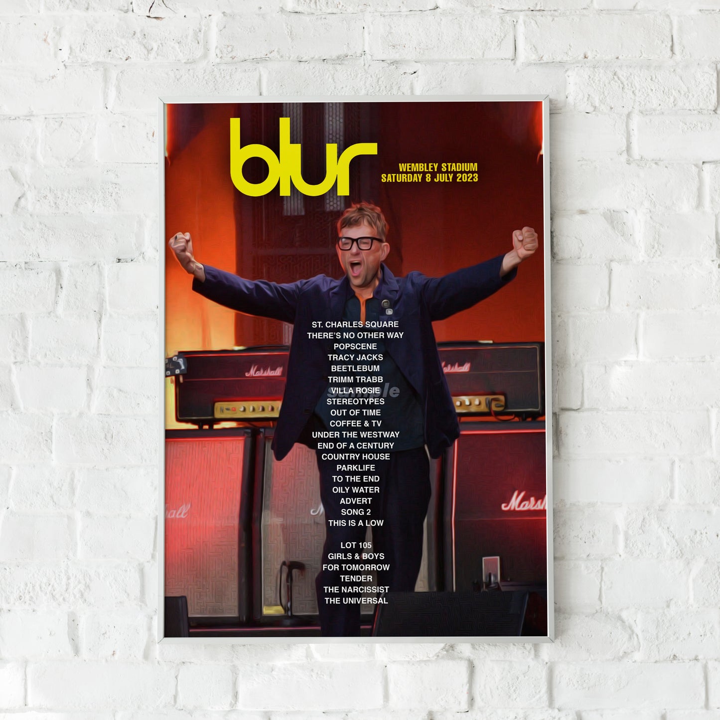 Blur London Wembley Stadium 2023 Setlist Print