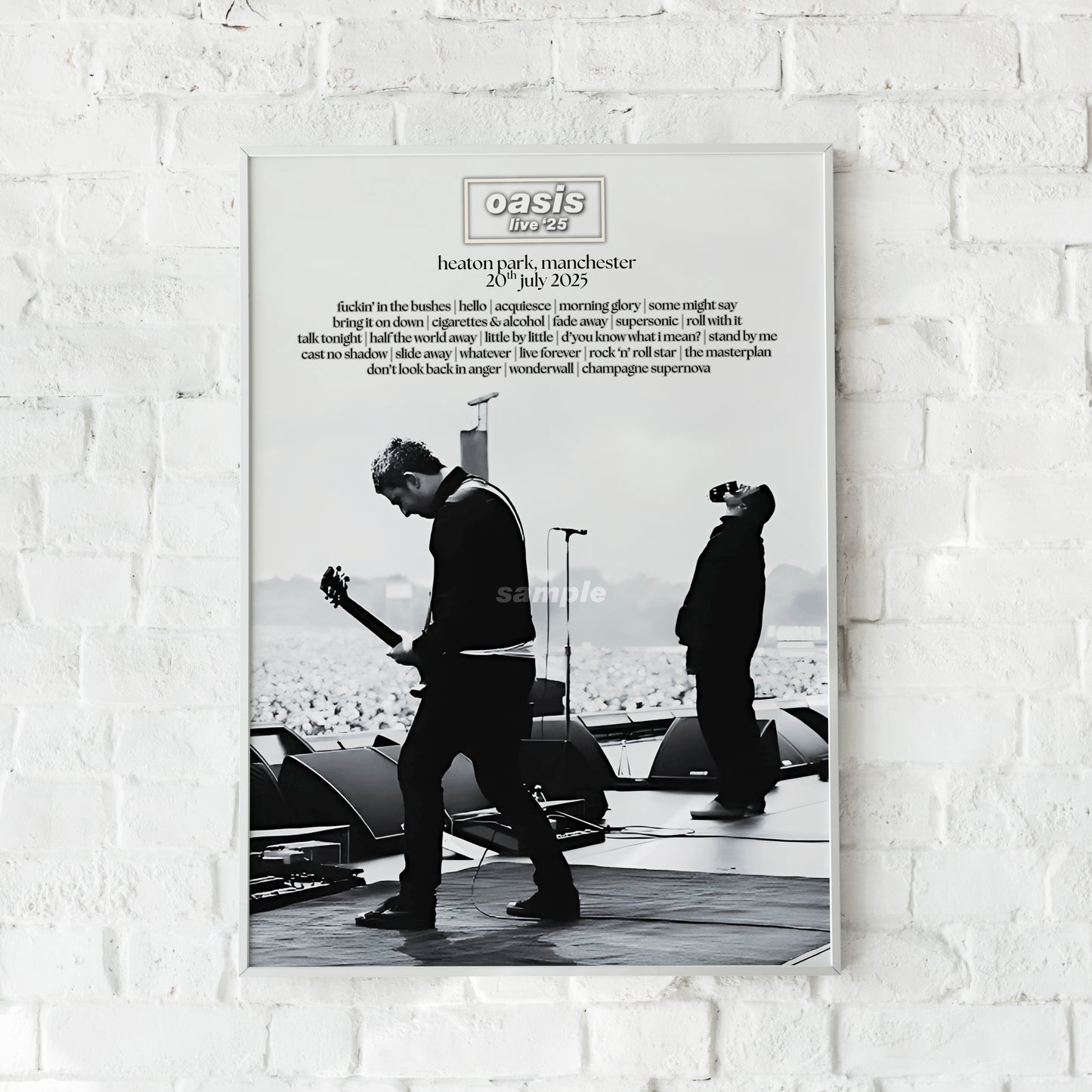 Oasis Live '25 | Sunday 20th July | Manchester Heaton Park Setlist Print