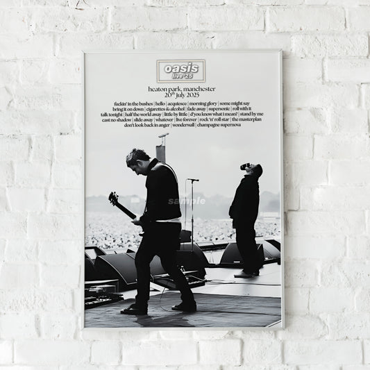 Oasis Live '25 | Sunday 20th July | Manchester Heaton Park Setlist Print