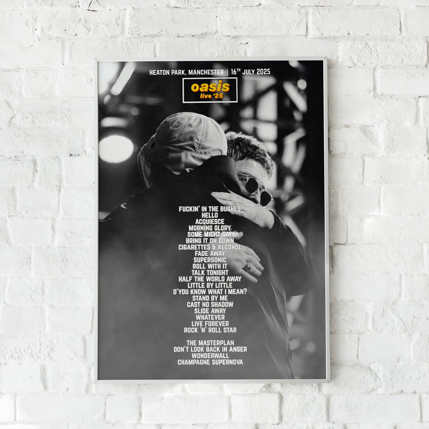 Oasis Live '25 | Wednesday 16th July | Manchester Heaton Park Setlist Print