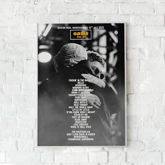 Oasis Live '25 | Wednesday 16th July | Manchester Heaton Park Setlist Print