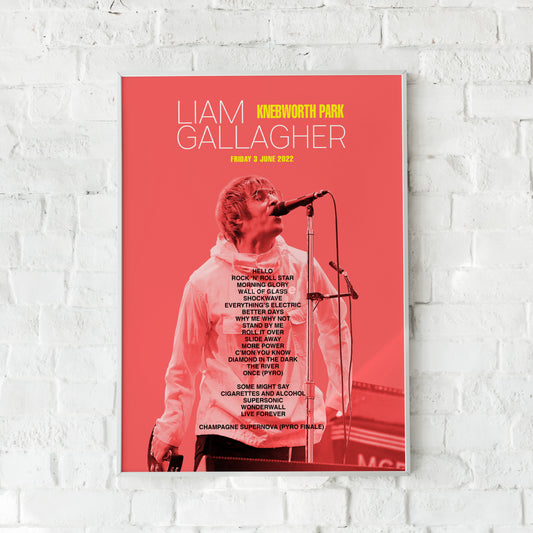Liam Gallagher Knebworth Park 2022 Setlist Print