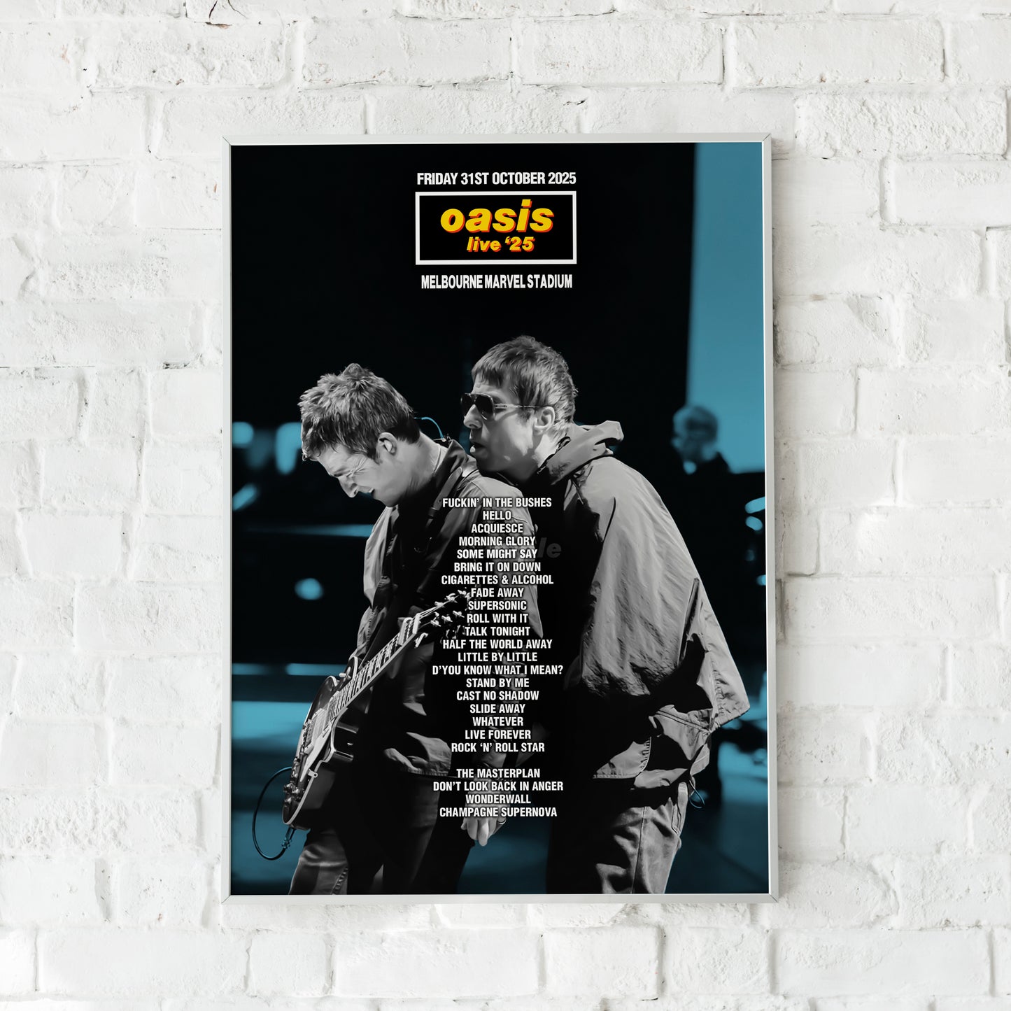 Oasis Live '25 | Friday 31st October | Melbourne Marvel Stadium Setlist Print