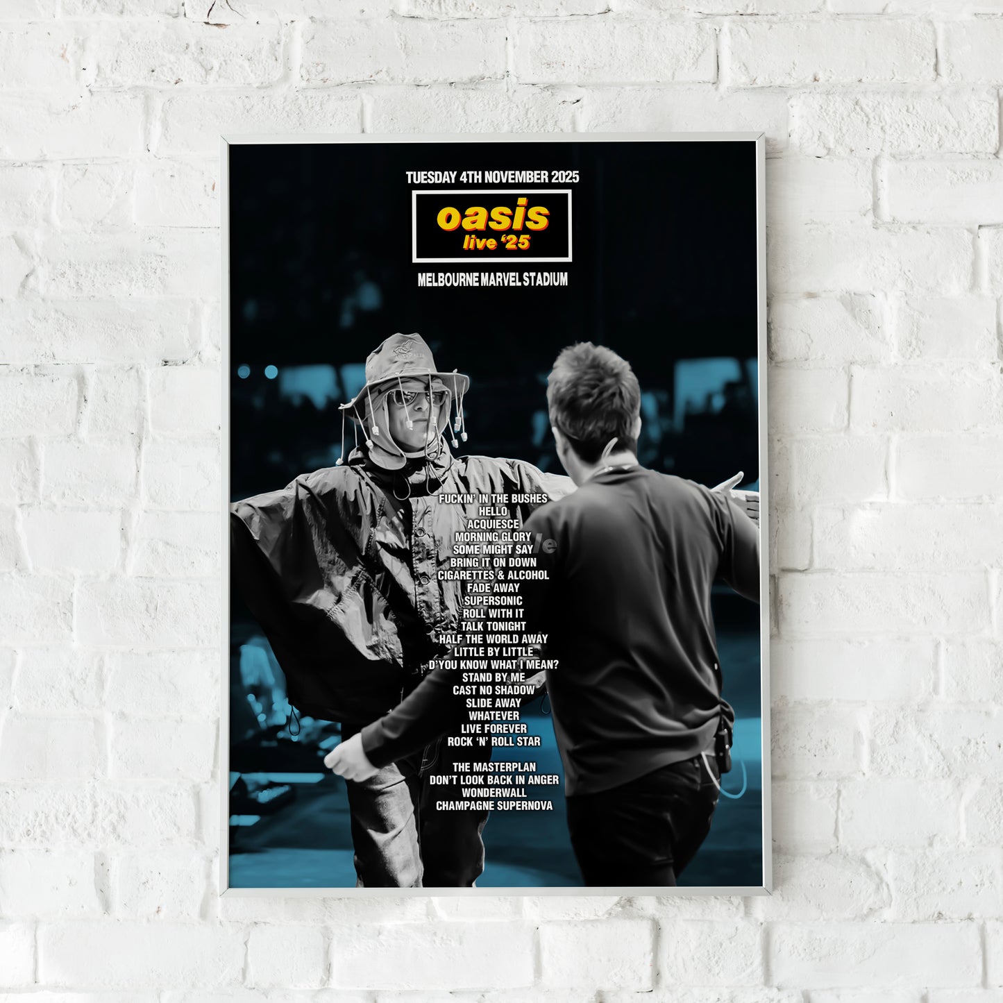 Oasis Live '25 | Tuesday 4th November | Melbourne Marvel Stadium Setlist Print
