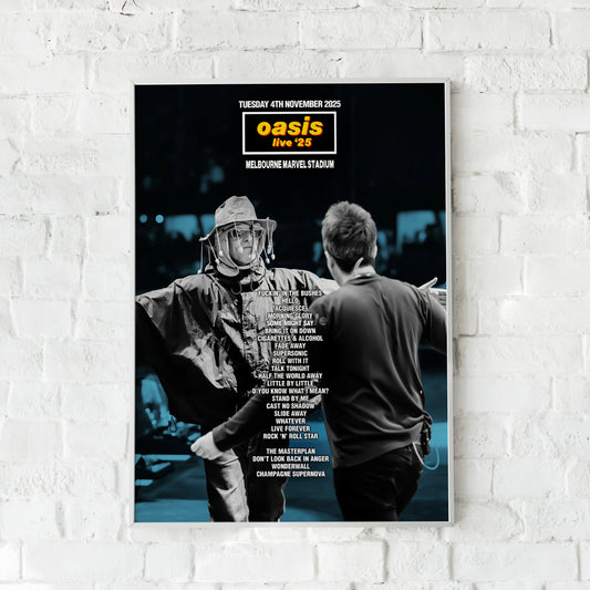 Oasis Live '25 | Tuesday 4th November | Melbourne Marvel Stadium Setlist Print