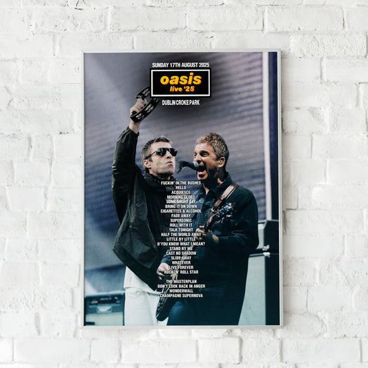 Oasis Live '25 | Sunday 17th August | Dublin Croke Park Setlist Print