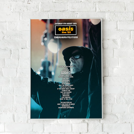 Oasis Live '25 | Saturday 9th August | Edinburgh Murrayfield Stadium Setlist Print