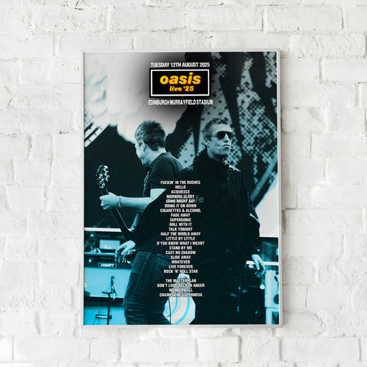 Oasis Live '25 | Tuesday 12th August | Edinburgh Murrayfield Stadium Setlist Print