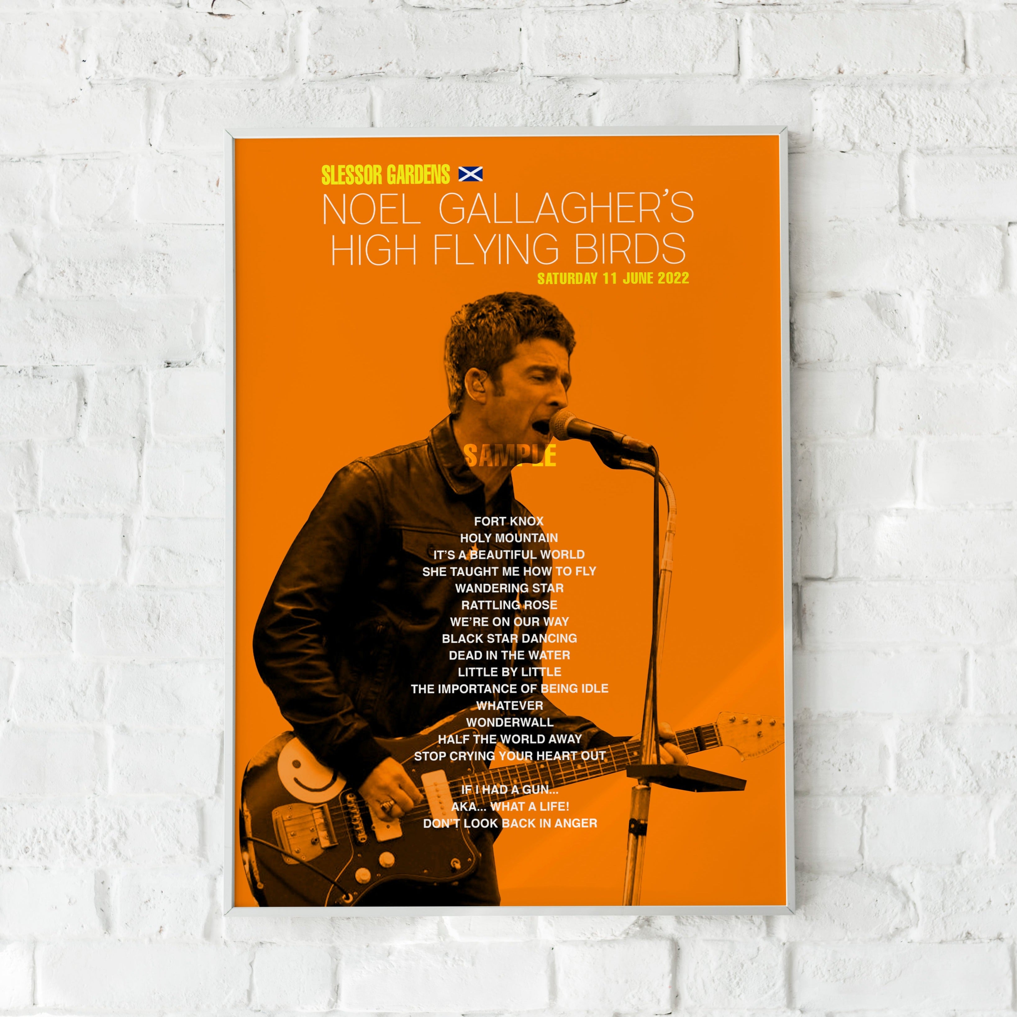 Noel Gallagher Dundee Slessor Gardens 2022 Setlist Print