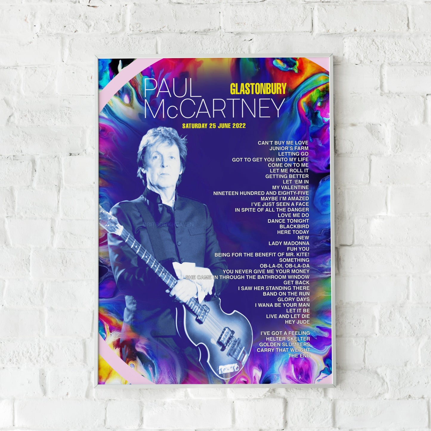 Paul McCartney Glastonbury Festival 2022 Setlist Print